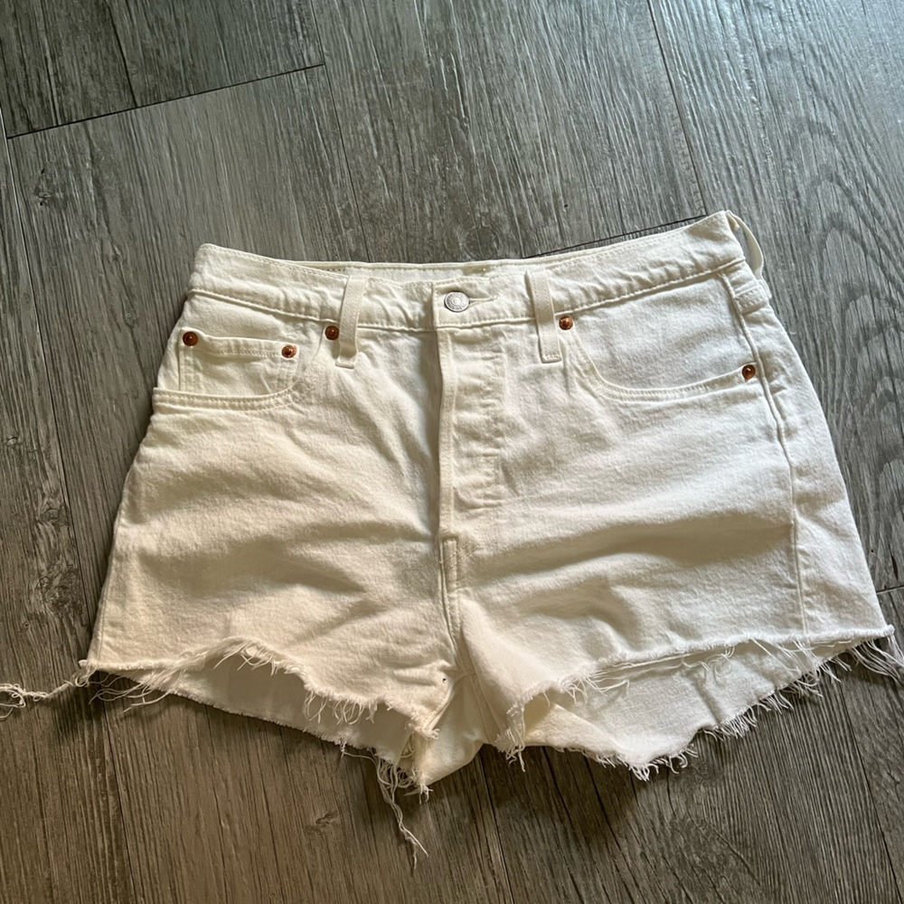 Levi's 501 White Denim Shorts